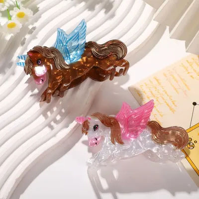 1PC Acrylic Claw Clip Animal Cartoon Dopamine Hair Accessory - Unicorn Pony Shark Unique Styling Hair Grips