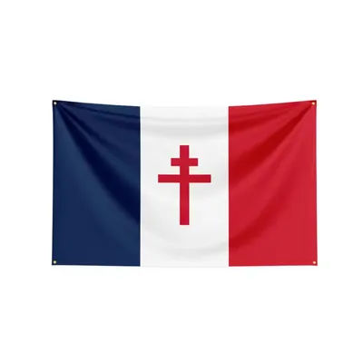 Free France 1940-1944 Flag 2x3ft 3x5ft, French WW2 Resistance Flag Historical Banner for Outdoor Indoor Decoration