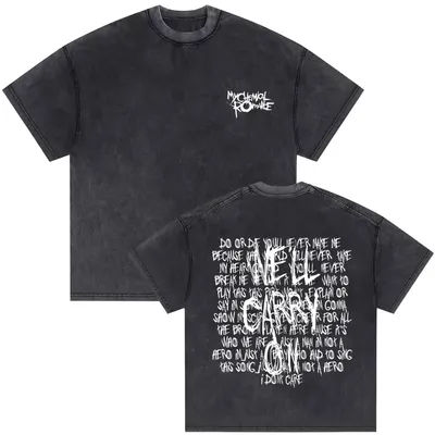 Hot Sale Washed Vintage My Chemical Romance Well Carry on Graphic T-shirt Men Women Punk Emo Rock Oversized T Shirts Fans Gift