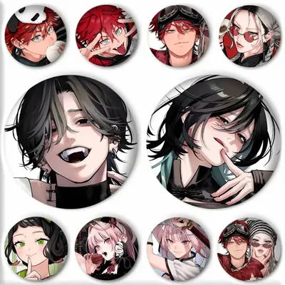 Manga Series Gokurakugai Cartoon Style Badge Brooches On Backpack Decoration Round Enamel Pins For Accessorys
