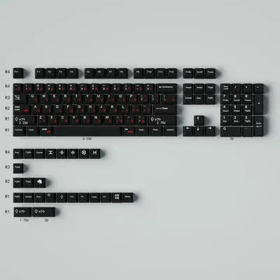 GMK White on Black Red Cyrillic 129 Keys Cherry Profile PBT Material Keycaps Sublimation For 64/84/960 Mechanical Keyboard