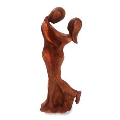 Romantic Embrace,'Romantic Suar Wood Sculpture from Bali'