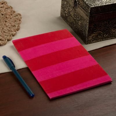 'Striped Fuchsia and Red Block-Printed Cotton Daily Planner'