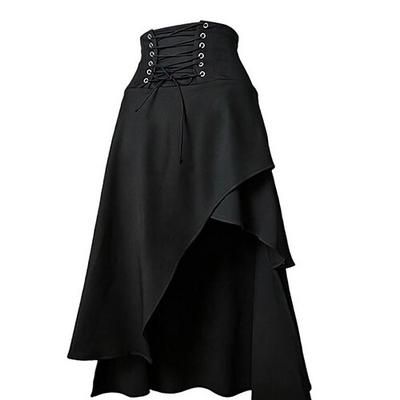 Gotico Medievale Rinascimento Asimmetrico Gonna Strega Vampiro Fata Allacciato Costume Per donna Fantasia Halloween Carnevale Performance Fiera Rinascimentale LARP Adulti Gonna