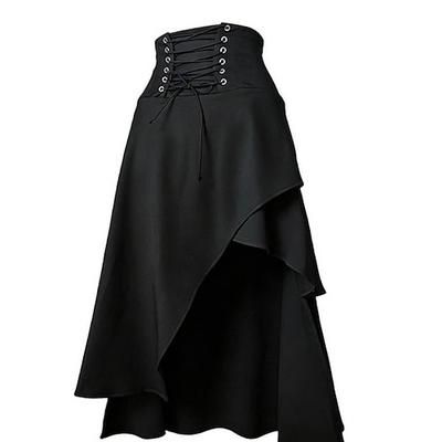 Gotico Medievale Rinascimento Asimmetrico Gonna Strega Vampiro Fata Allacciato Costume Per donna Fantasia Halloween Carnevale Performance Fiera Rinascimentale LARP Adulti Gonna