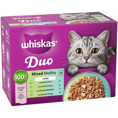 96x85g Mixed Medley in Jelly 1+ Whiskas Duo Wet Cat Food
