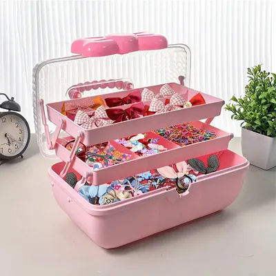 Cute Bowknot Multi-Layer Hairpin Storage Box Girls Jewellery Box Children'S Hair Accessories Storage Box Toy Storage Box