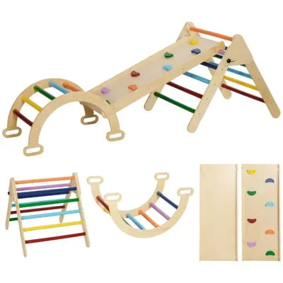5-in-1 Toddler Climbing Frame with Ramp, Arch, for 18-48 Months, Multicoloured