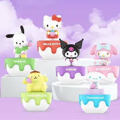 Authentic Sanrio HelloKitty MY MELODY KUROMI POMPOMPURIN Pochacco Cinnamoroll Figurine Acrylic Cover Desktop Ornament Gifts TOY