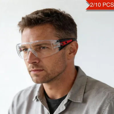 2/10 PCS Protective Safety Glasses Anti Dust Anti Fog Scratch Resistant Industrial Eyewear For Construction Manufacturing