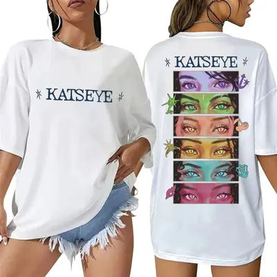 Kpop Katseye Eyes Graphic Print Fashion T Shirts Pop Music Men Women Korean Aesthetic T-shirt Oversized 100% Cotton Casual Tees
