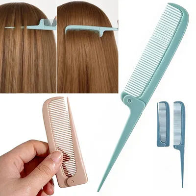 3Color Portable Minimalist Folding Tail comb, Mini and Compact Portable Home Hair Styling Tool,Special for real hair wigs