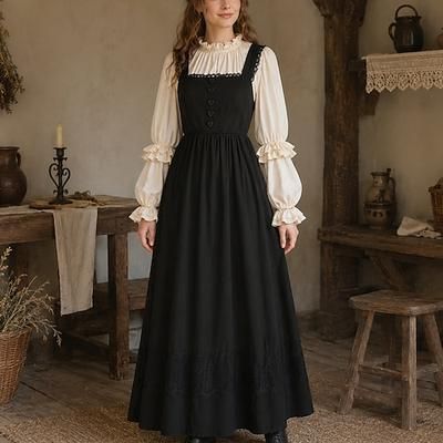Set Medievale Rinascimento Cottagecore Lunghezza alla caviglia Vestito Blusa / Camicia Lunghe Costume da cameriera Contadina Due Pezzi Costume Per donna Fantasia Halloween Carnevale Fiera