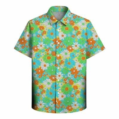 Retrò Vintage Hippie Anni '70 Camicia Maniche corte Hippie Disco Floreale Costume Per uomo Feste Abbigliamento quotidiano Adulti Camicia Estate