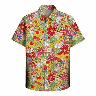 Retrò Vintage Hippie Anni '70 Camicia Maniche corte Hippie Disco Floreale Costume Per uomo Feste Abbigliamento quotidiano Adulti Camicia Estate