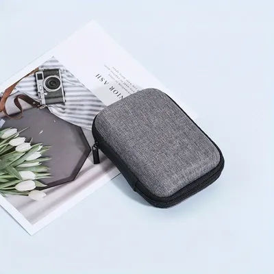 Sacs de rangement minimalistes en tissu texturé EVA pour câbles d'écouteurs, chargeurs, batteries externes, boîte rectangulaire, sac à fermeture éclair, pochette