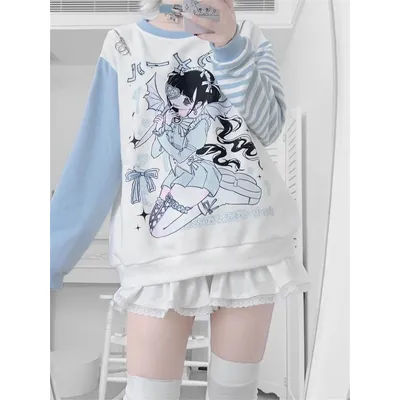 Mode dessin animé Harajuku sweat à capuche pour femme Y2k esthétique épaules dénudées rayure Streetwear fermeture éclair hauts à capuche Moletom Hip-hop hauts quotidiens
