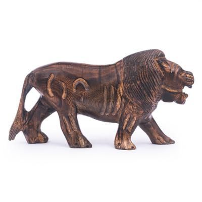 'Ghanaian-Made Sese Wood Sculpture of Hippo in Dark Brown'