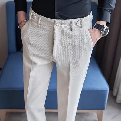 Pantalon de costume pour hommes, pantalon habillé Slim à la mode, blanc noir bleu vert pantalons Hombre automne/hiver pantalon masculin, nouveau 2025
