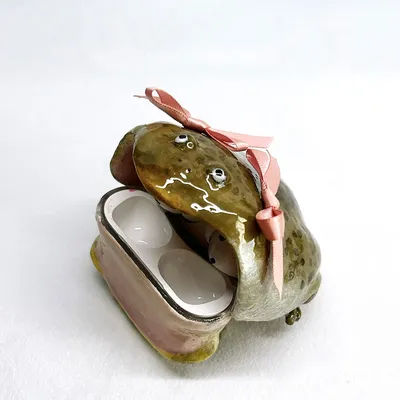 Étui Airpod fait à la main en forme de grenouille laid, Design créatif, mignon et amusant, avec nœud rose, housse de protection pour écouteurs, cadeau pour amis