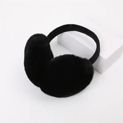 Cache-oreilles noirs en peluche hiver coupe-vent chaud cache-oreilles en peluche unisexe hommes femmes Protection d'oreille universelle antigel cache-oreilles en peluche