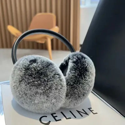 Cache-oreilles en fourrure 100% naturelle pour femmes, cache-oreilles en fourrure d'hiver, doux et chauds, en vraie fourrure de lapin Rex, pour le froid