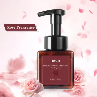 DIMOT Rose Fragrance Foaming Hand Soap 225ml - Moisturizing Mousse, No Dry & Slippery, Long-Lasting Floral Scent, Safe for Skin