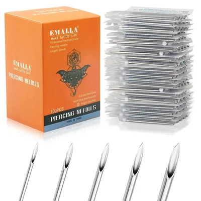 Disposable Sterile Piercing Needles 12G 14G 16G 18G 20G Medical Body Piercing Needle for Navel Nipple Lip Ring Kit Surgical Tool