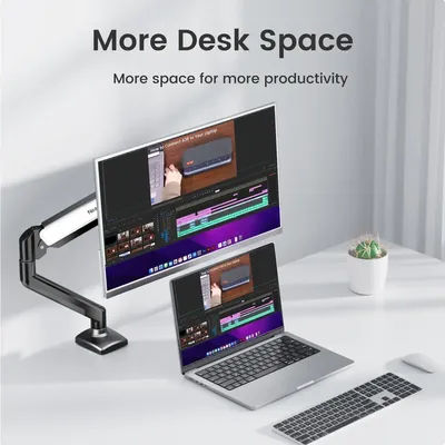Bras de moniteur d'ordinateur unique 13"~32" Support de montage MS-001 Réglage flexible 180 ° Pivotant 360 ° Rotation +90 ° /-45 ° Inclinable