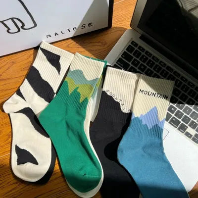 3 paires mode A/B Style femmes chaussette asymétrique rue Hip Hop Skateboard homme coton chaussette respirant Harajuku Calcetines Hombre