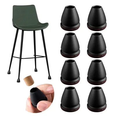 8PCS Small 10-13MM Chair Leg Protectors Felt Black Caps Covers Diagonal Furniture Foot Cover for Hardwood Floors Reduce Noise