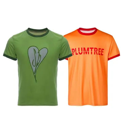 Scott Pilgrim Cosplay Costume Green Heart Printed Tee Yellow Plumtree T-Shirt Casual Short Sleeve Top Shirt Summer