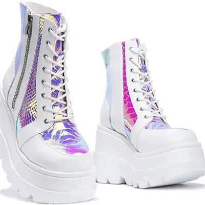Bottes à plateforme haute en cuir pour femme, style punk, nouvelle collection hiver 2021, chaussures à talons hauts pour femme