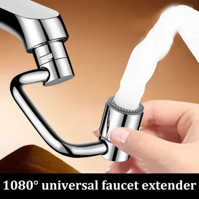 1080° Swivel Stainless Steel Kitchen Faucet Extender Universal Splashproof Dual Mode Bathroom Sink Accessories with Adapter