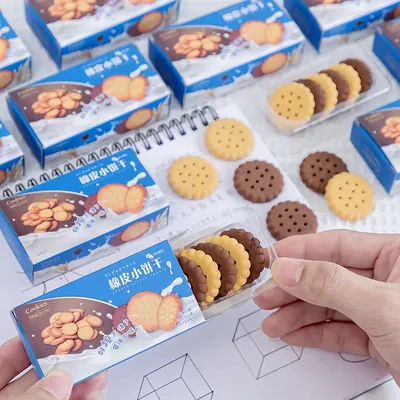 Cute Kawaii Creative Biscuit Eraser Cookie Rubber School Supplies Stationery Novelty Lovely Cake Eraser