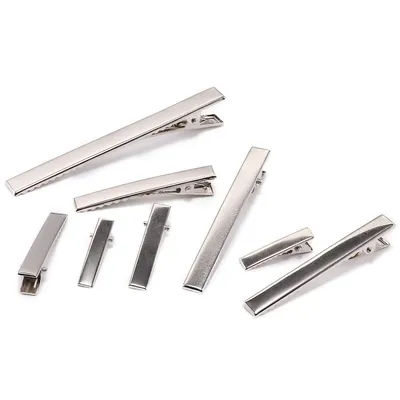 20/50Pcs 30/40/45/55/75/100mm Flat Metal Single Prong Alligator Hairpin Clip Base for DIY Hair Clips Jewelry Making Accessories