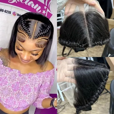 13x4 Transparent Lace Frontal with Braids 10 Inches Natural Brazilian Remy Hair Lace Frontal with Baby Hair for Women Girls