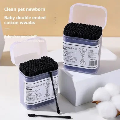 Black Cotton Swabs New Boxed Clean Blackhead Earpick Disposable Double-ended Cotton Swabs Japanese Earpick Cotton Swabs