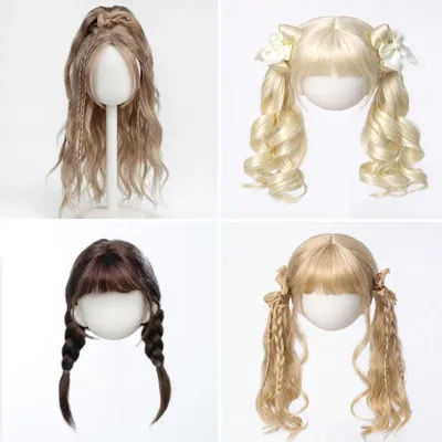 1/6BJD Wig Bangs Ponytail Curly Soft Mohair Wig Braids Suitable for 30cm DD SD Doll Wig Toy Accessories 6-7 Inches Hair