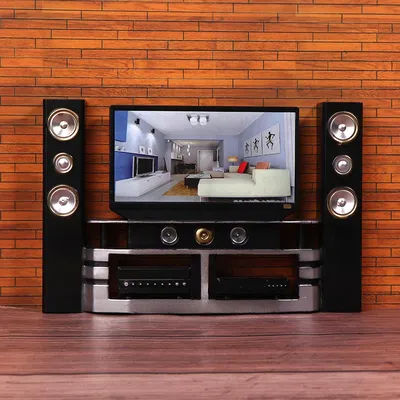 1/12 Dollhouse Mini TV Audio Ornament Dollhouse Living Room Furniture Decoration Dolls House Micro Scene Decoration Toys