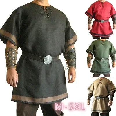 Medieval Viking Red Color Renaissance Tunic Costume For Armor Reenactment LARP No belt or wrist guard