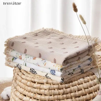 Newborn Baby All Cotton Tassel Receiving Blanket Infant Fringe Swaddle Sleeping Quilt Bed Cove Soft Cotton Blankets for Babies