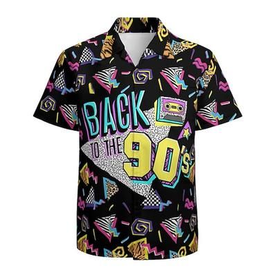 Retrò Vintage Anni '80 Camicia Camicia Aloha Disco Geometrico Costume Per uomo Vacanza Feste Parata dell'Orgoglio Adulti Camicia