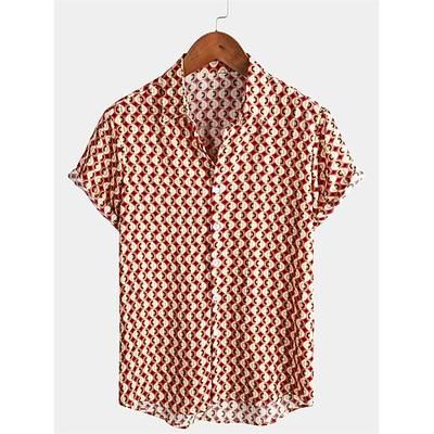 Retrò Vintage Anni '70 Camicia Camicie hawaiane Disco Geometrico Psichedelico Costume Per uomo Halloween Carnevale Festival Musicale Parata dell'Orgoglio Mese dell'orgoglio Adulti Camicia