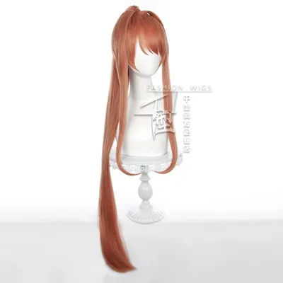 High Quality Doki Doki Literature Club Monika Wigs DDLC Long Heat Resistant Synthetic Hair Perucas Anime Cosplay Wig +Wig Cap