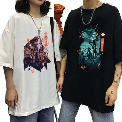 Genshin Impact Printing Tshirts Xiao Venti Print Tee Shirts Hu Tao Zhong Li Graphic T-shirt Kaedehara Kazuha Raiden Shogun Tees
