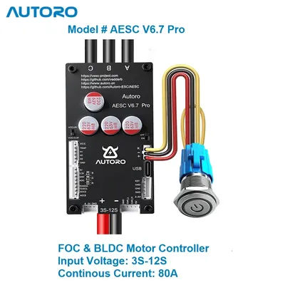Autoro V6.7 PRO BLDC FOC Motor Controller 12S 80A Sparkless VESC 6 Speed Controller for DIY Electric Skateboard Scooter Ebike