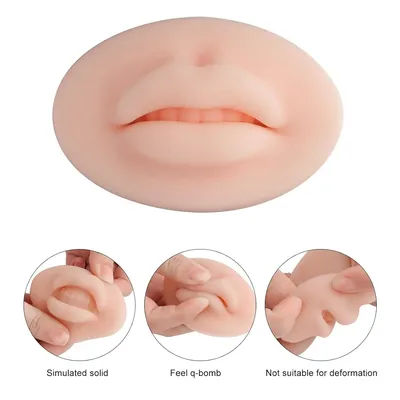 3D Realistic Silicone Lip Tattoo Practice Model Soft Reusable with Teeth for PMU Lip Blush Tattoo Training & Beginners Supplies