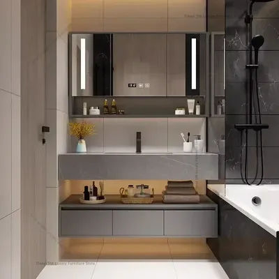 Modern Smart Bathroom Cabinet Combination Multifunction Moisture-proof Mirror Sink Vanity Home Furniture Мебель Для Ванной FYBC