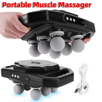 6-Head Body Massage Gun High-Frequency Vibration Portable Muscle Massager Adjustable Neck Shoulder Back and Waist Massage Tool